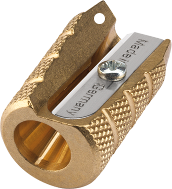 M+R Barrel Single Hole Brass Keyring Sharpener