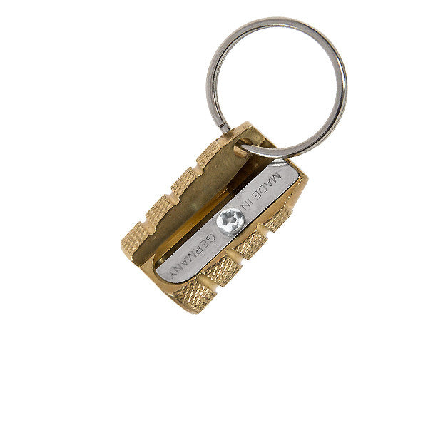 M+R Barrel Single Hole Brass Keyring Sharpener