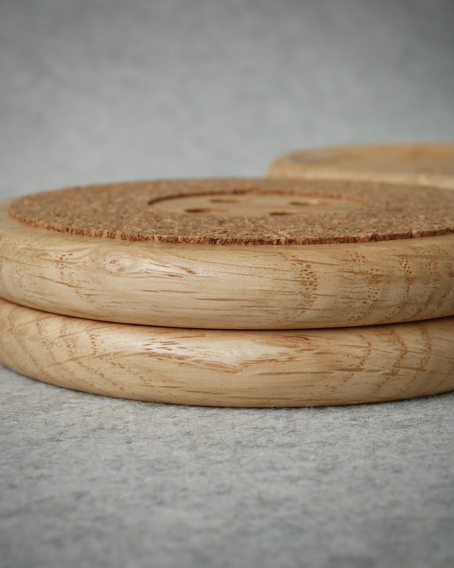 Wooden Oak Button Drink Coasters